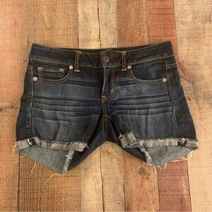 American Eagle Denim fringe stretch shorts size 4